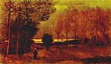Vincent van Gogh Autumn landscape at dusk painting
